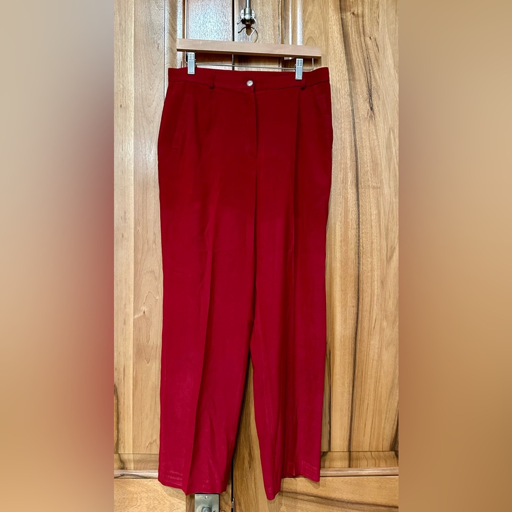 VTG Monterey Petites by Koret - Silky Deep Blood-Red Trousers - EUC - 12P
